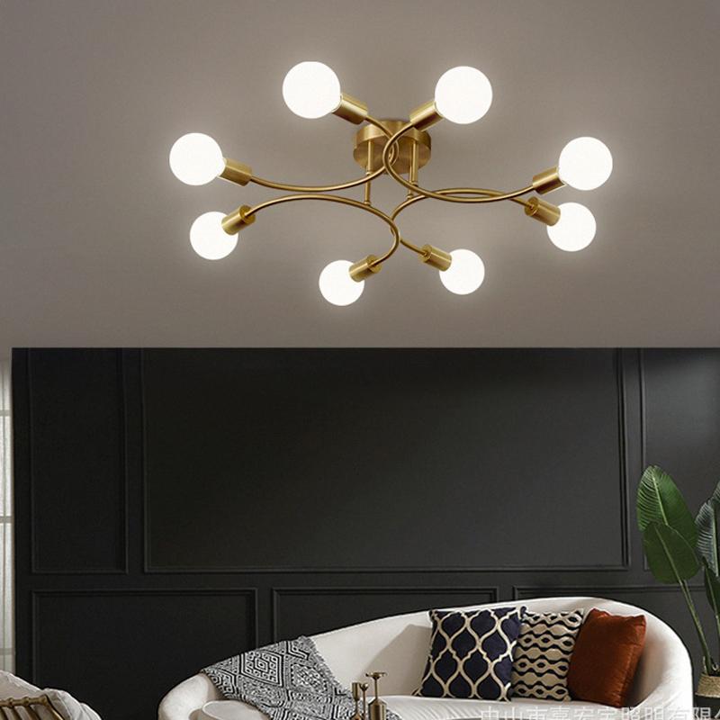 8 Bulb Gold LED Metal Suspension Modern Chandeliers Light Luxury Lustre Ceiling Pendant Lamp for Dining Room Living Room Bedroom