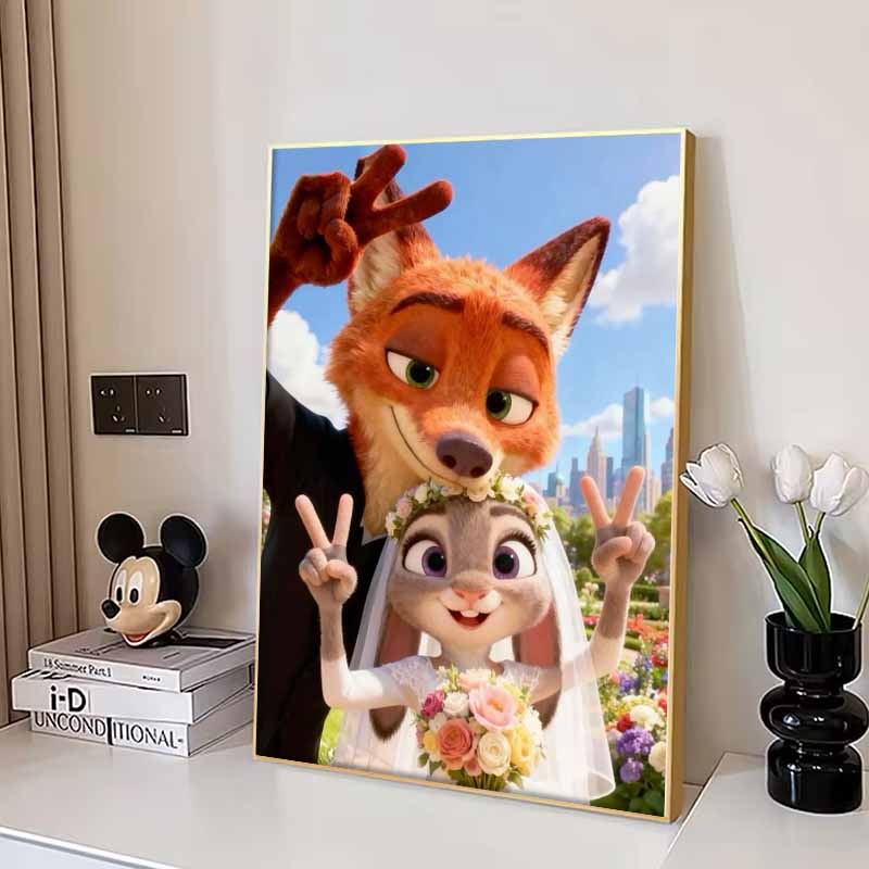 Disney Diamond Painting Judy  Nick Wedding Selfie Cartoon Movie Cross Stitch Embroidery Handmade Gift Home Decoration