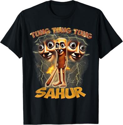 Damen Herren Humor Tung Tung Tung Sahur Lustiges Meme Italienisches T-Shirt Unisex T-Shirt