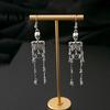 Unique Costume Earrings 1 Pair Halloween Earrings, Spooky Gothic Skeleton Dangle Cool Punk Drop Skull Articulated Jewelry for Women Humanoid Pendant