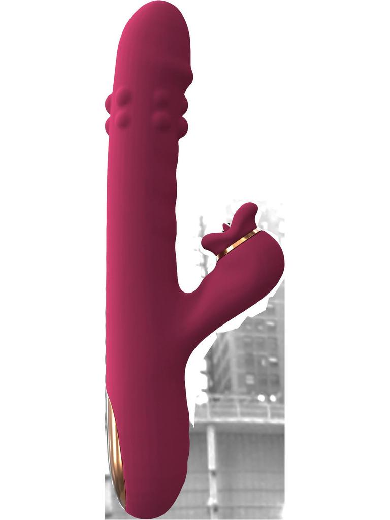 R420 Telescopic Vibrating Female Masturbator with Rotating Beads and Massage Wand