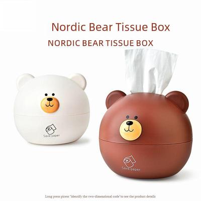 Cute Bear Tissue Storage Box - Cartoon Animal Desktop Tissue Holder