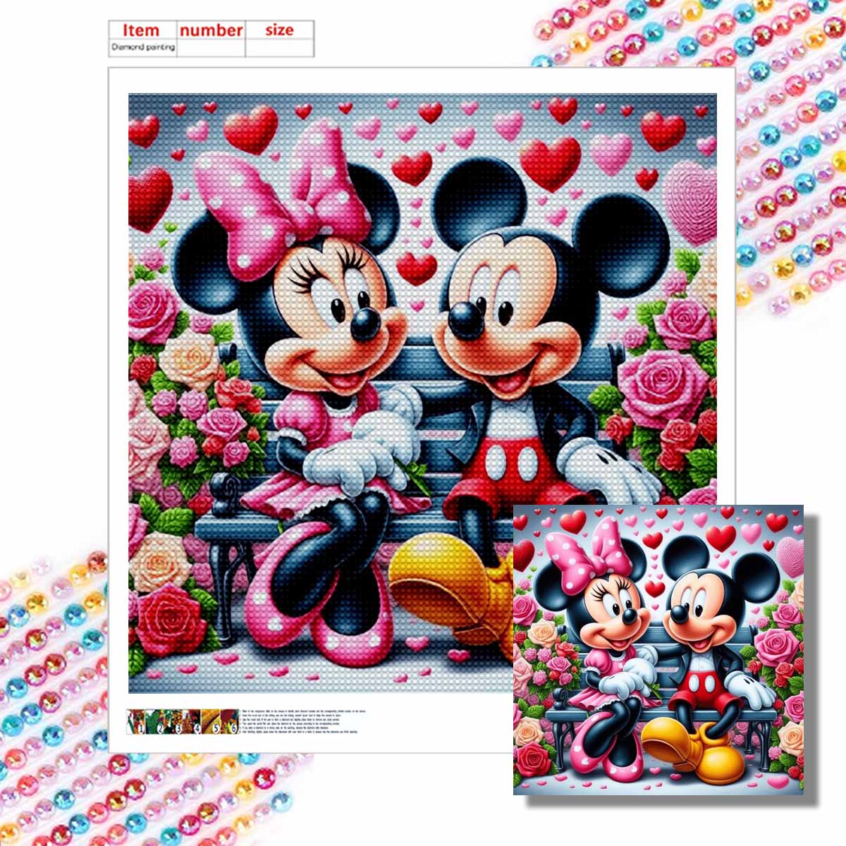 

Алмазная живопись своими руками Круглые алмазы Счастливая Минни Микки Полная алмазная мозаика Украшение для дома Живопись Набор для вышивания крестиком Round 20x20cm