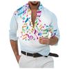 Men's Button Up Shirt Music Notes Collar 3D Print Daily Vacation Long Sleeve Print Clothing Apparel Hawaiian Casual Beach