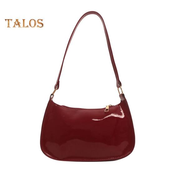 

Ретро глянцевая сумка через плечо женская однотонная искусственная кожа подмышечная сумка повседневная сумка хобо водонепроницаемая сумка для повседневной жизни путешествий вечеринок красный