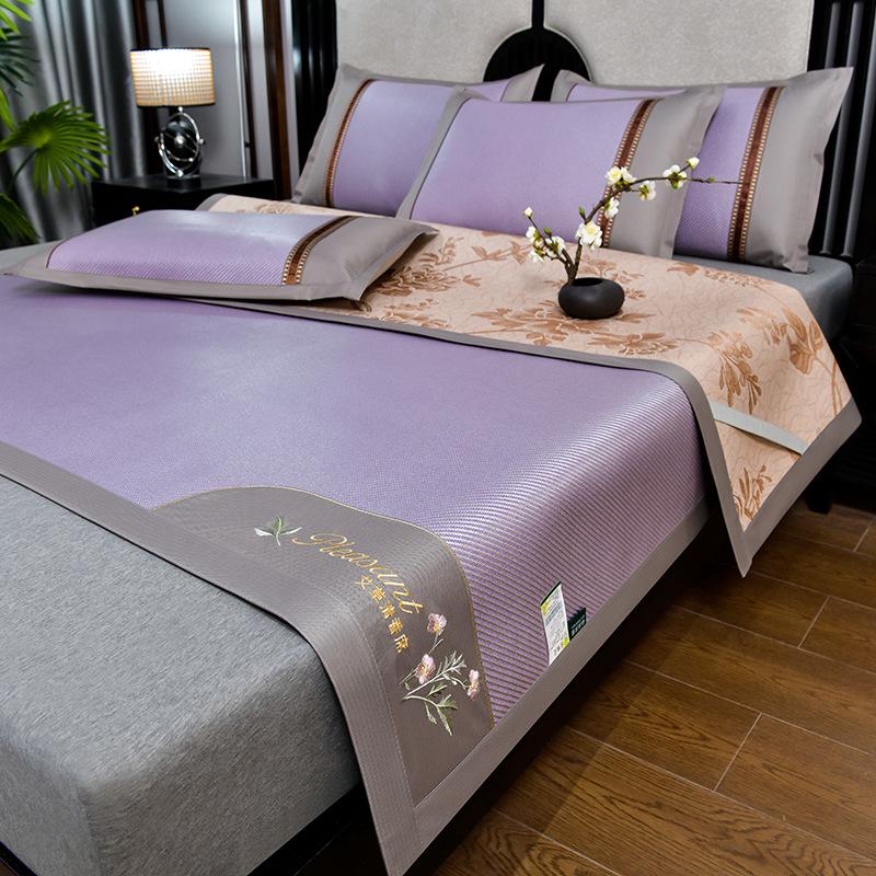 Embroidered Ice Vine Rattan Summer Mat Set - Includes Dormitory, Hotel, and Air Conditioning Latex Ice Silk Mats.