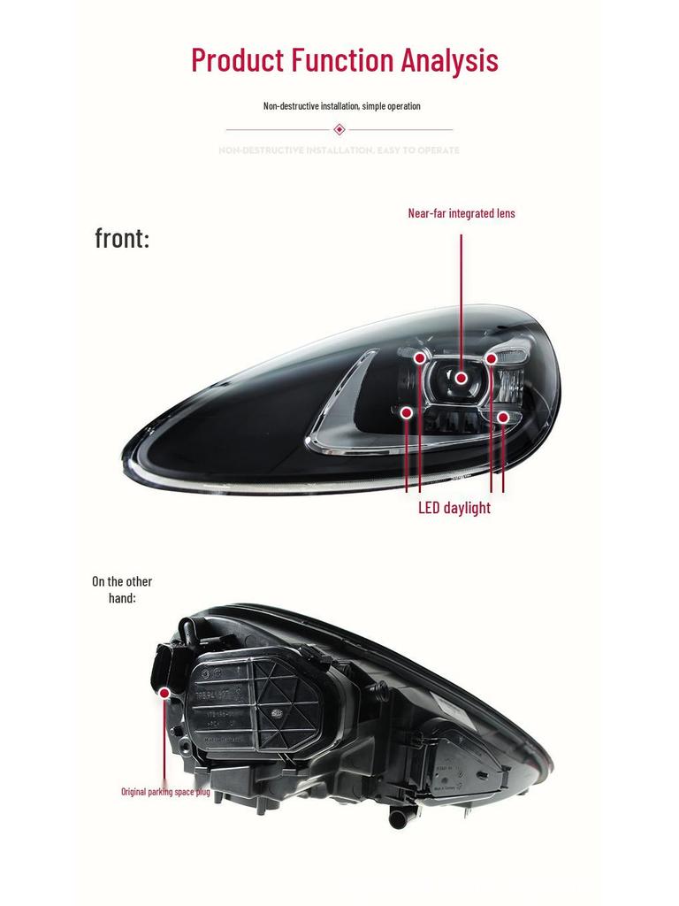 11-14 Porsche Cayenne LED Headlight Assembly with Daytime Running Lights