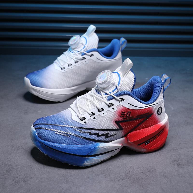 Children's red rabbit sports shoes mesh light breathable student physical training shoes shock absorption non-slip boys running shoes