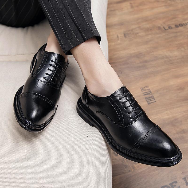 Leather shoes men's formal business men's shoes British style heightening pointed men's suit leather shoes spring and autumn new wedding shoes
