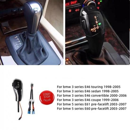 Luxury Led Gear Shift Knob & Red Engine Switch For BMW 5 Series E60 E61 03-07