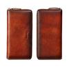 [Mandiva] Men's and Women's Long Wallet, Genuine Leather, Separate Coin Purse, Large Capacity, Round Zipper, Top Leather (Camel)