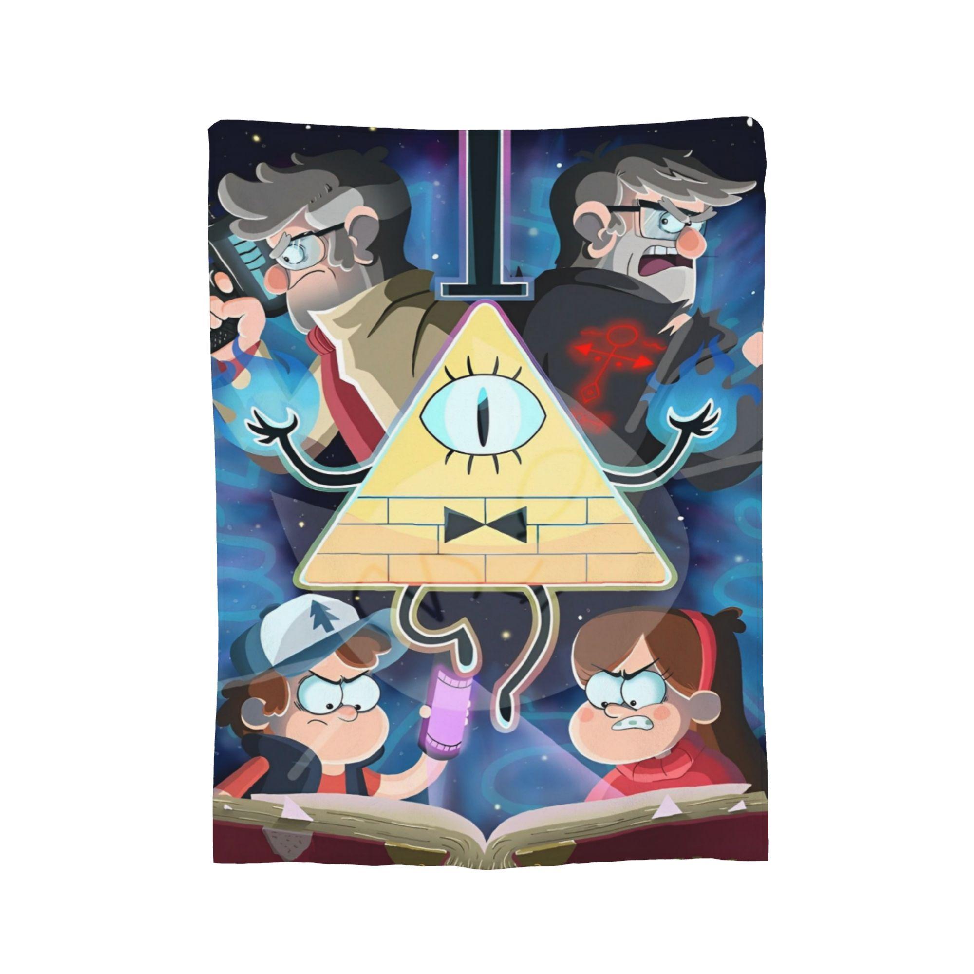 

Gravitys Falls Fleece Throw Blanket Bill Cipher Mystery Blankets for Bedding Couch Lightweight Thin Plush Thin Quilt, 130x150cm