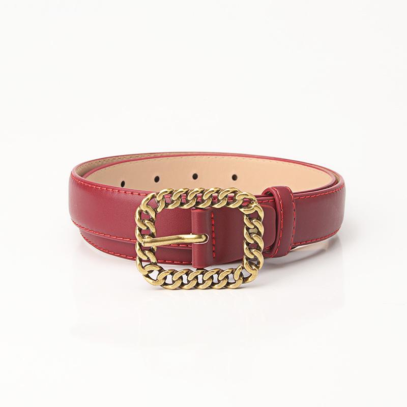 Retro simple chain square buckle women's belt fashionable versatile dress coat decorative belt women's belt