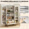Kitchen Cabinet Kitchen Storage Unit with 12 Door Shelves, Adjustable Shelves, 58x29x119.5cm, White