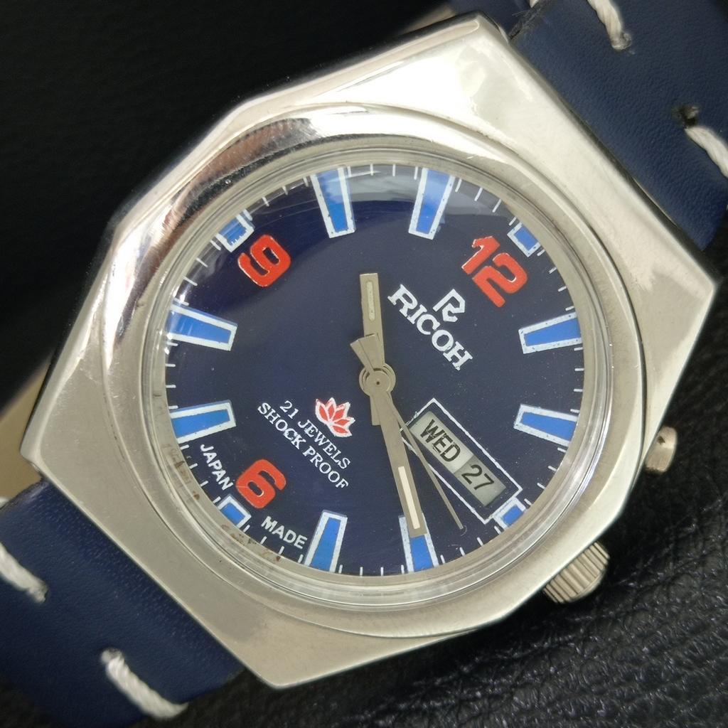 

VINTAGE RICOH R31 AUTOMATIC JAPAN MENS BLUE COLOR DIAL WATCH a707927-1