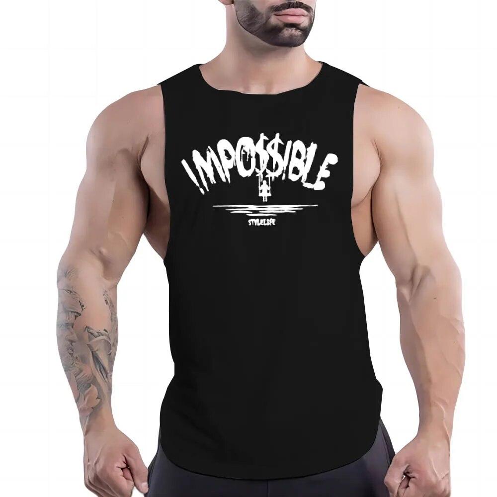 Summer Men'S Round Neck Fitness Vest English Letter Printed Men'S Outdoor Comfortable Breathable Lightweight Shirt Quick Dry