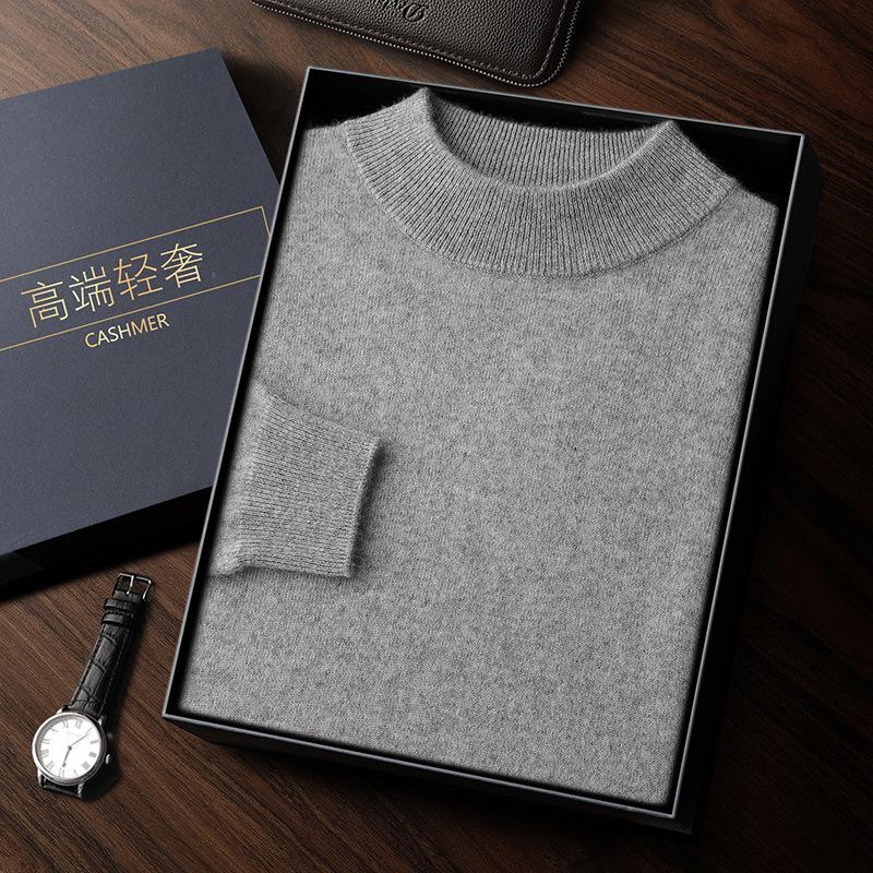 

New Semi-turtleneck Cashmere Sweater Men s Pullover Loose Knitted Wool XXXL світло-сірого кольору