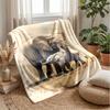 Adult and Juvenile Elephants Together Blanket Personalized Name Flannel Blanket Soft Cozy Plush Throw for Sofa Bed Lightweight Home Decor