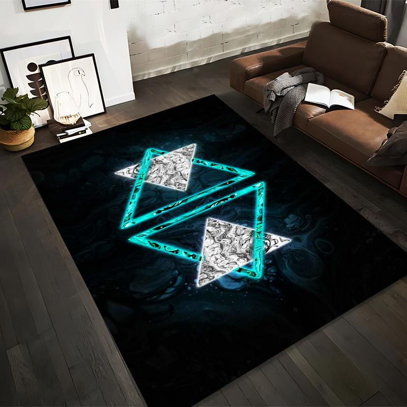 

Geometric Neon Triangle Pattern Carpet in Black and Blue Stylish Design Suitable for use as an anti-slip for living room bedroom sofas 40x60cm( 15x23in )