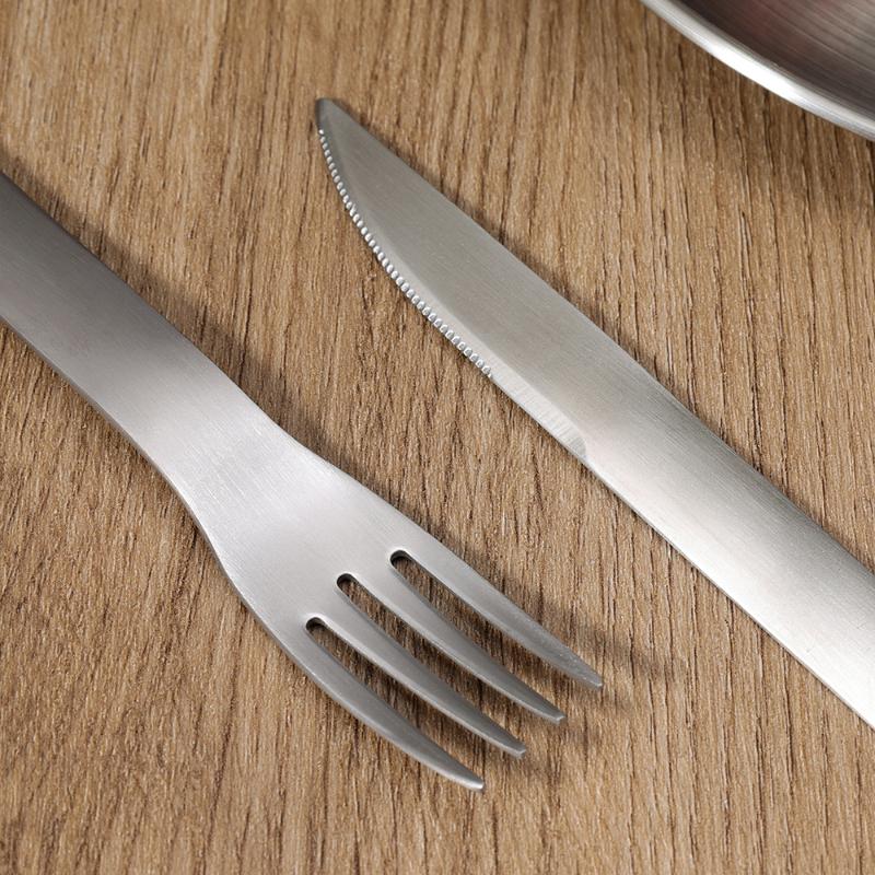 3Pcs/set 304 Stainless Steel Cutlery Set, Portable Knife Fork Spoon with Carabiner for Camping Travel Picnic Hiking