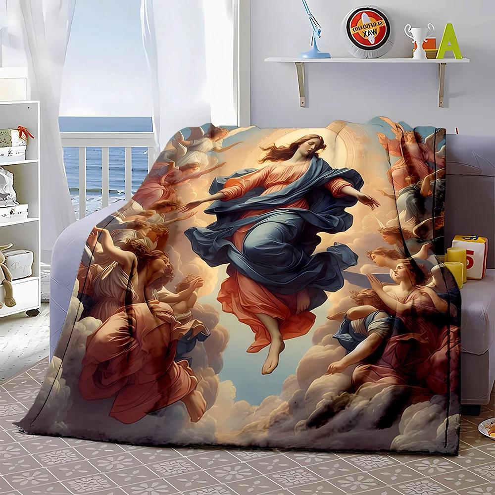 3D Warm Virgin Mary Pray Blanket,Soft Throw Blanket for Home Bedroom Bed Sofa Picnic Travel Office Rest Cover Blanket Kid‘s Gift