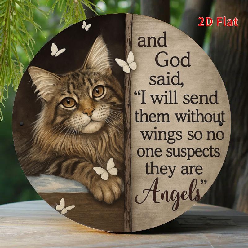 High Definition Iron Painting Spanish La Casa Es Del Gato Black Cat Round Metal Sign for Pet Lovers Home Decor