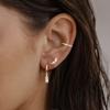 3 Pairs Square Leaf Zircon Hoop Stud Pendant Earrings Set for Women Gold Plated Brass Dangle Jewelry