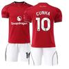 25-26 Manchester United Home Football Uniform Set Fan Version Short-sleeved Children's Shirt No. 8 B Fee 7 C Roganacho