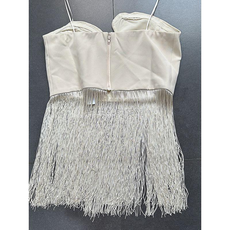 Yan Zi Export Day + Asymmetrical Collar Long Fringe Elegant Sexy Tube Top Vest Tops