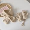 Children's winter warm gloves baby cross windproof scarf lamb wool cute cartoon kit plush thickened