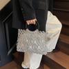 French Light Luxury Woven Bag Fashion Hollow Handbag Niche Design Round Hand-held Square Bags Versatile Gold Silver Holiday Bags