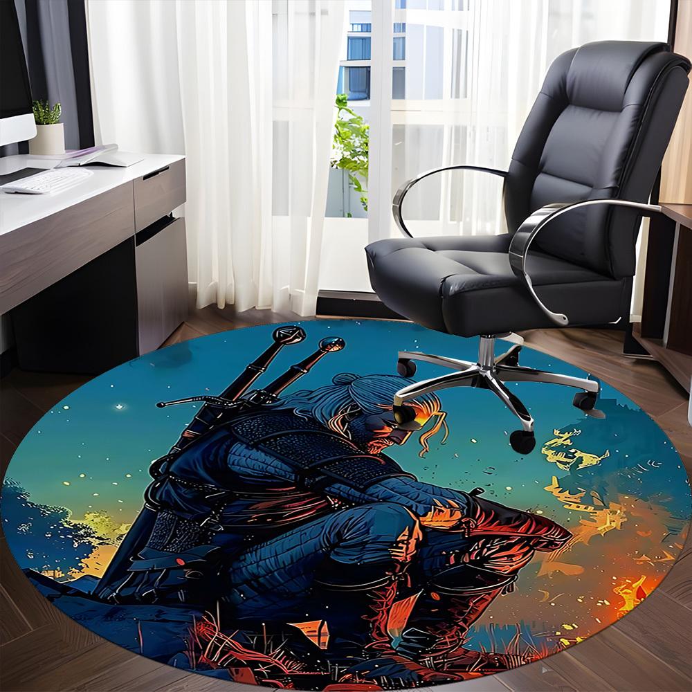 1PC Warrior Armor Office Round Rug, Non-slip, Soft and Durable Office Rug for Interior Decoration, Perfect for Office, Beautiful Decoration