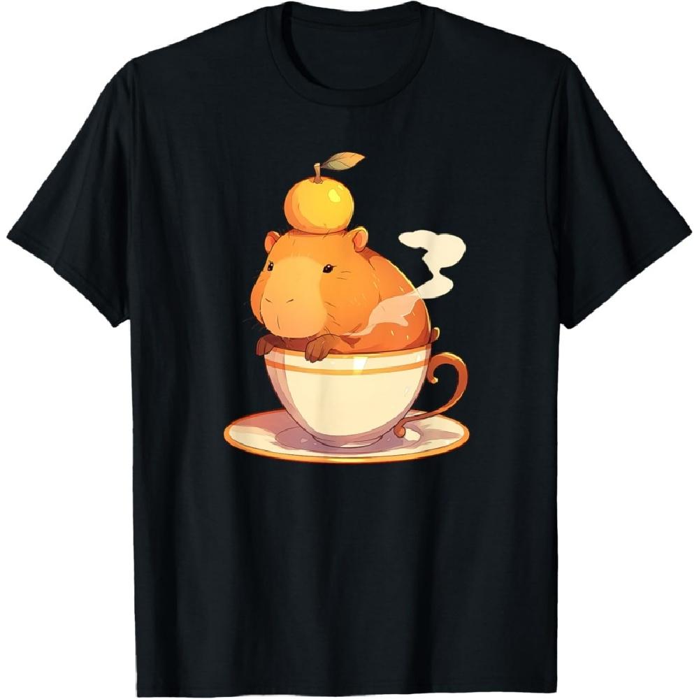 

Cute Lil Capybara in a Tea Cup with an Orange on the Head T-Shirt XXXXXL чёрный