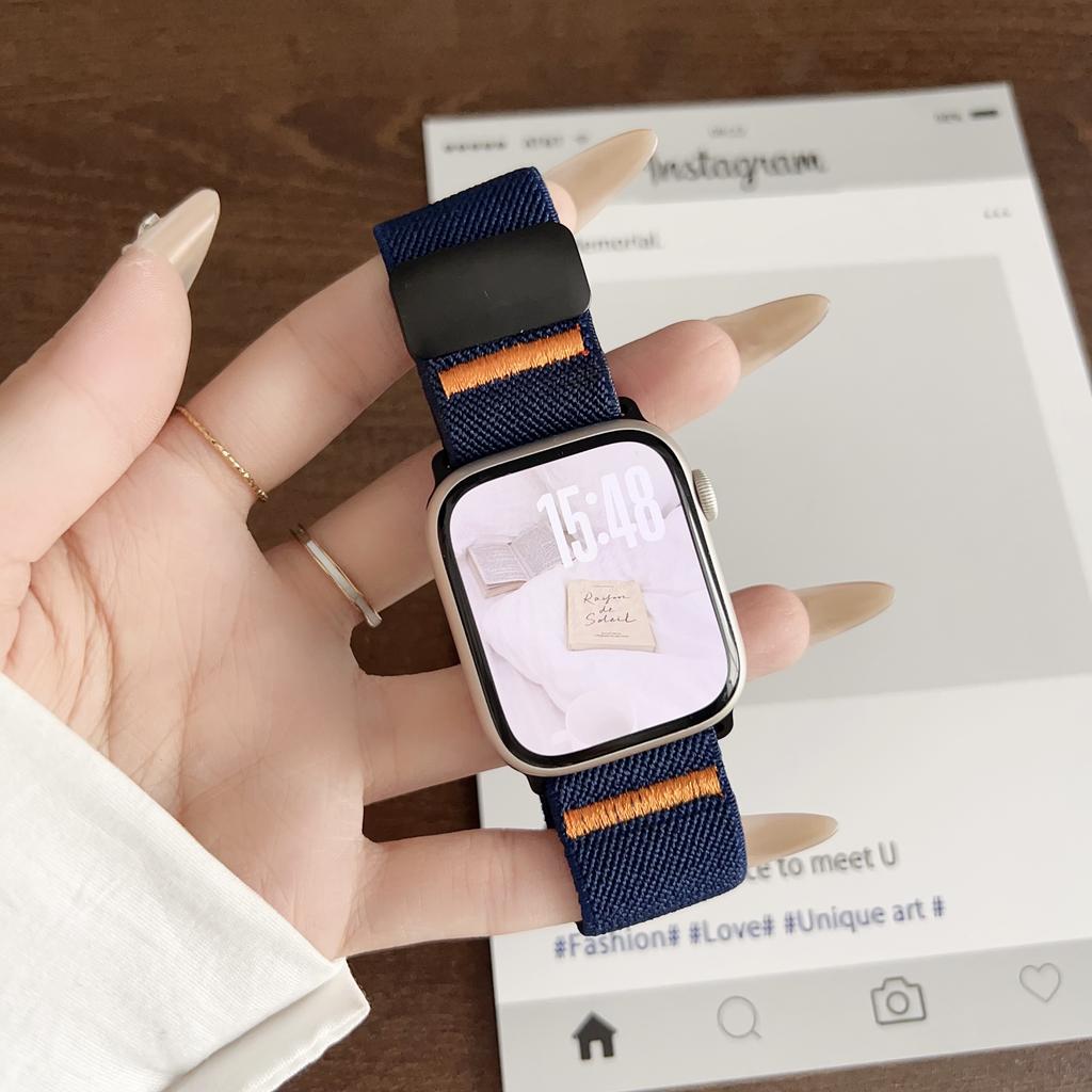 New Magnetic elastic force nylon For Apple Watch band S10/9/8/7/6/5/4/ 38mm 40mm 41mm 42mm 44mm 45mm 46mm 49mm Strap