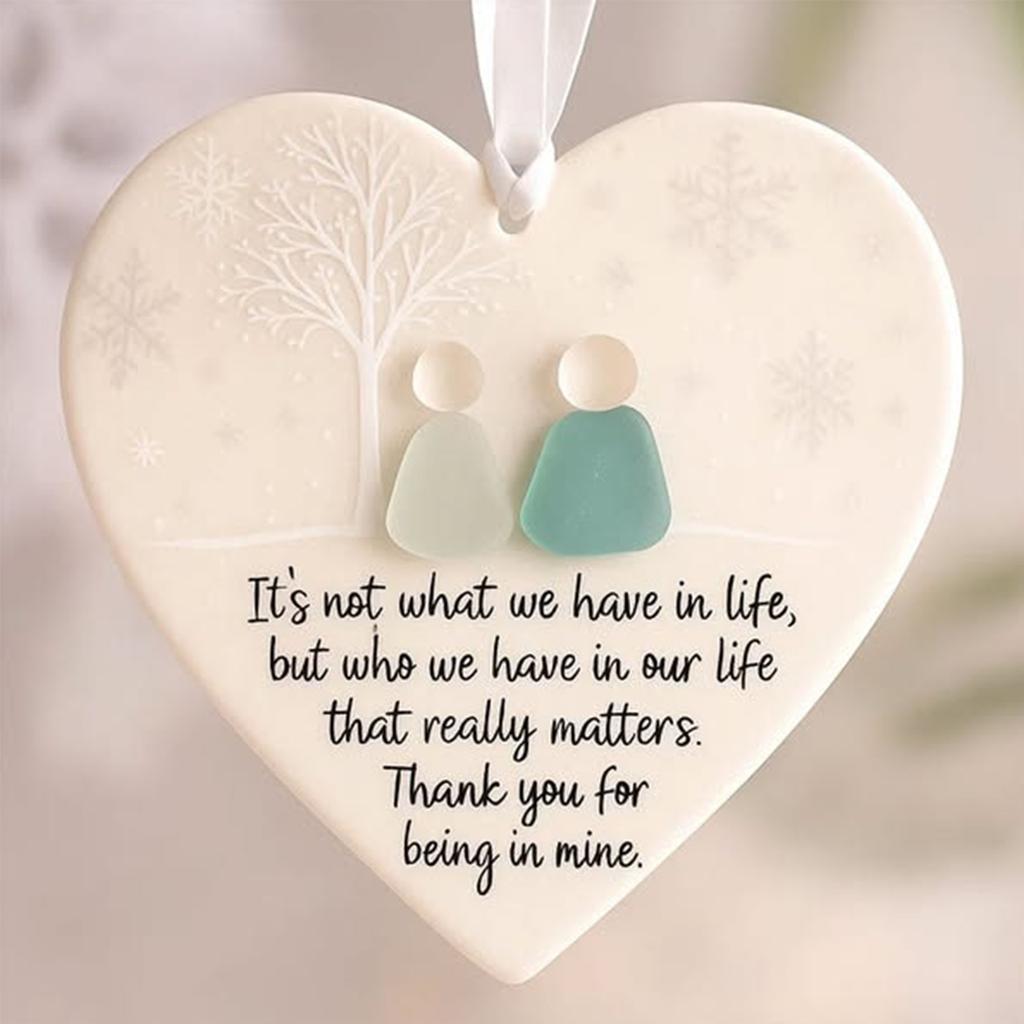 Heart-Shaped Sea Glass Friendship Decor Timeless Keepsake Heart Hanging Pendant for Girls Teens Women Adults True Friends