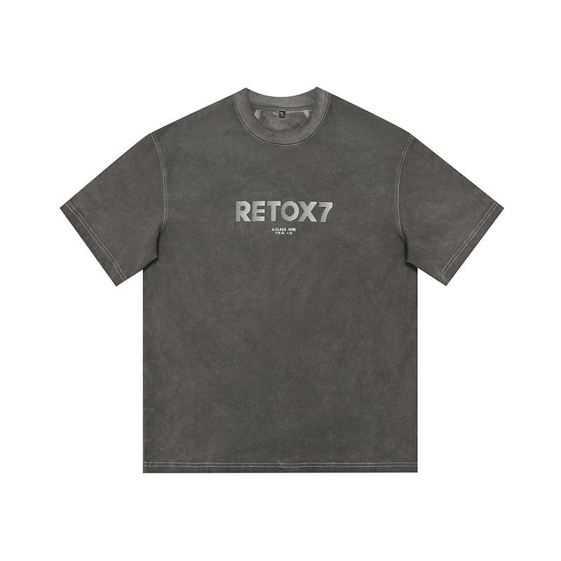 

American-style Retro Heavy Short-sleeved T-shirt for Men s New American-style Half-sleeved T-shirt 3XL