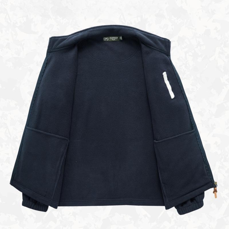 Fleece Jacket for Men, Outdoor Sports Stand Up Collar Top, Large Windproof and Plush Warm Cardigan, Hoodie, Fleece Jacket