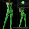 Linlinting Plus Size Glow-in-the-Dark Fishnet Bodystocking with Luminous Bandeau and Socks