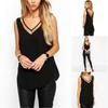 Top cu decolteu în V, tricou pentru femei, cu fundul fără mâneci, camisolă, bluze, topuri, mozaic, vestă din șifon de vară, cu plasă transparentă, tanc casual