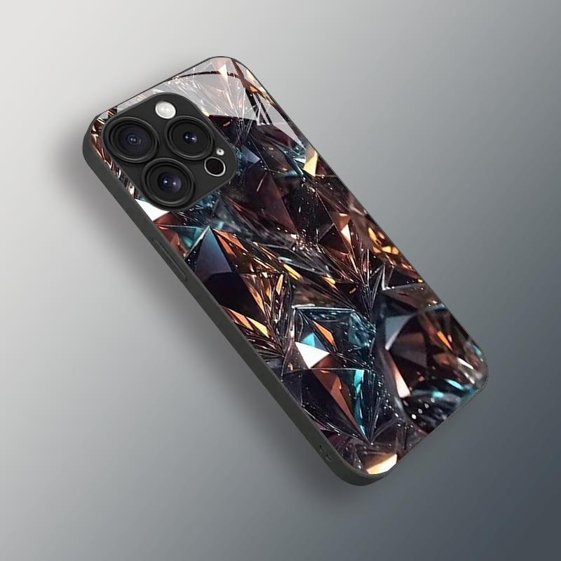 Broken Diamond Diamond Tempered Phone Case Suitable for iPhone 17 16 15 14 13 12 11 Pro/Max/Plus Anti Drop and Shockproof
