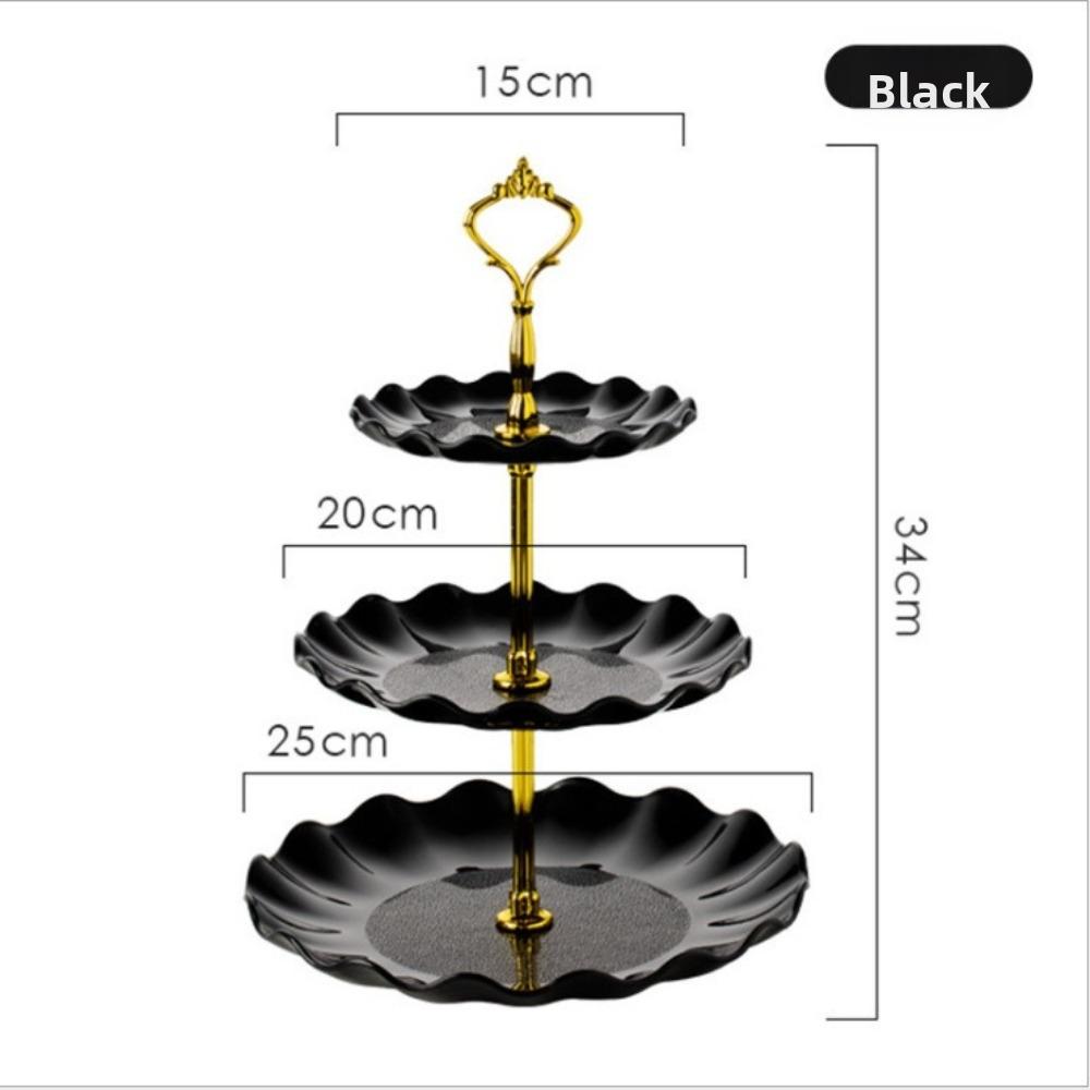 New Luxury Snack Plate Nordic Style Three-layer Fruit Plate Birthday Decoration Plastic Cake Tray for Hotel Living Room