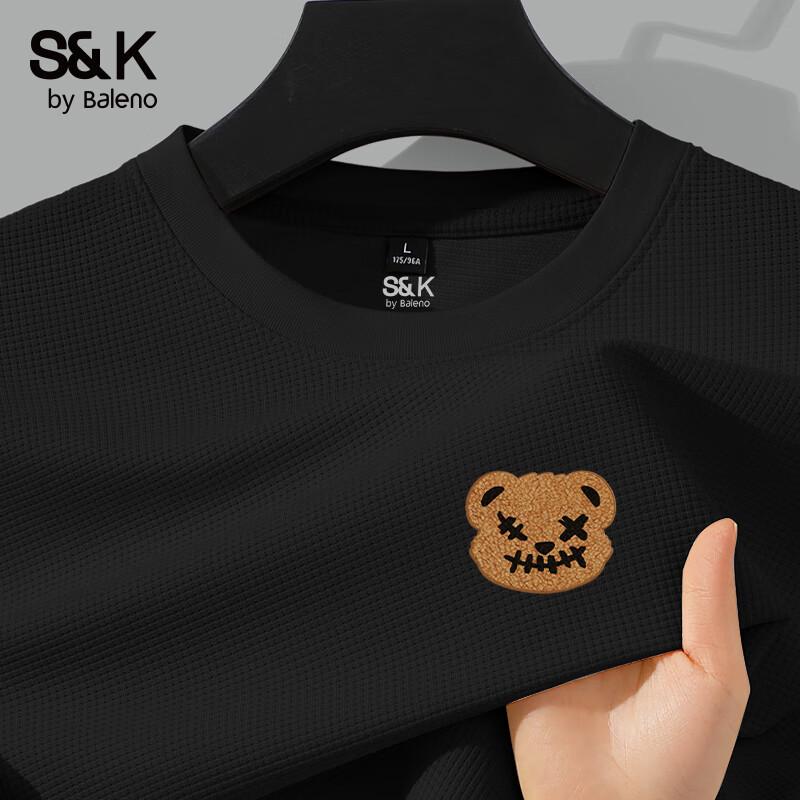 Baleno S&K Men's JPB Felt Bear Waffle Knit Long Sleeve T-Shirt
