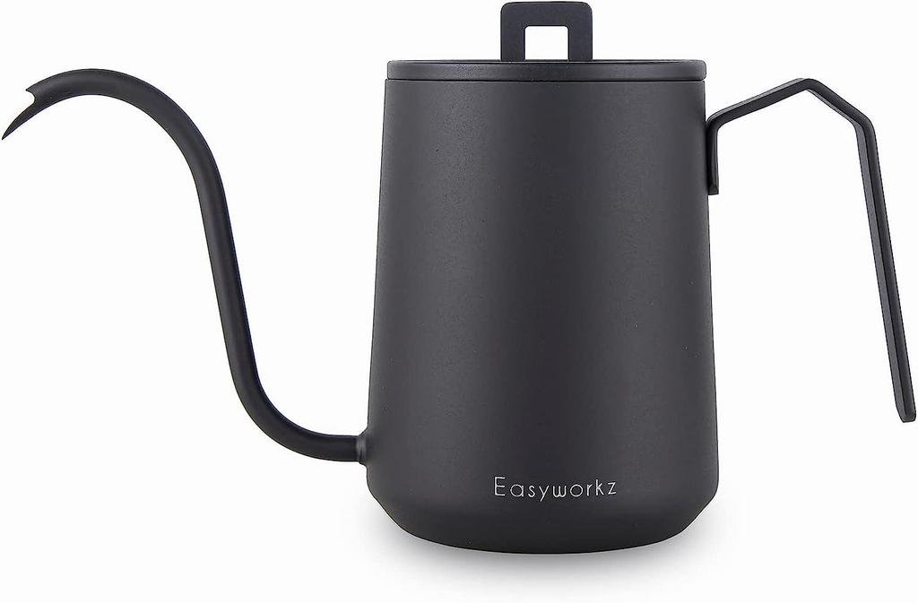 Easyworkz Gooseneck Kettle 600ml Stainless Steel Hand Drip Coffee Pot Elongated Spout [Matte Black]
