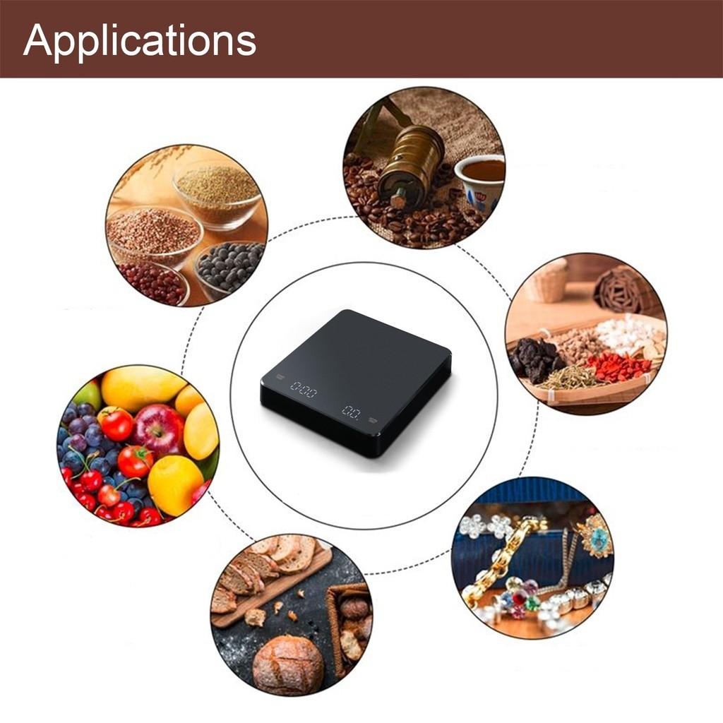 Electronic Scales Rechargeable Coffee Scale 0.1g-3kg Accurate Scale for Espresso and Pour-Over Coffee Kitchen Scale
