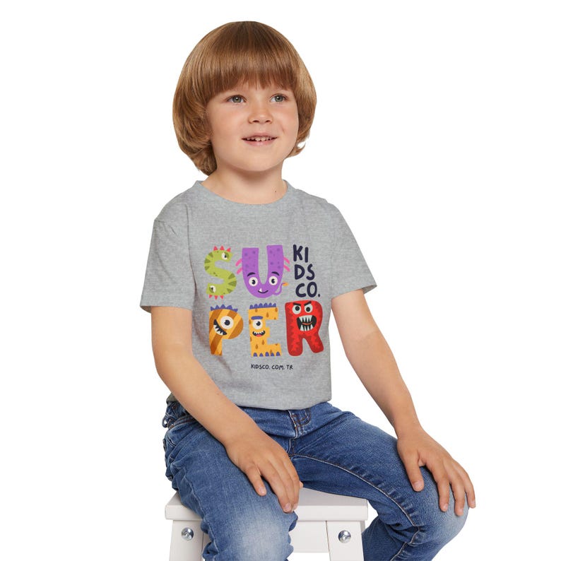 KidsCo Monster Letter Graphic Toddler Tee – Playful Cotton Short Sleeve Shirt 140