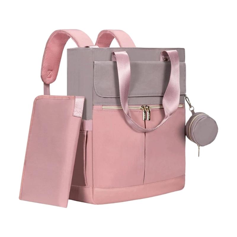 Practical Polyester Diaper Bag Ergonomic Design Quick Access Compartments Mom Backpack Ideal For Busy Moms розовый