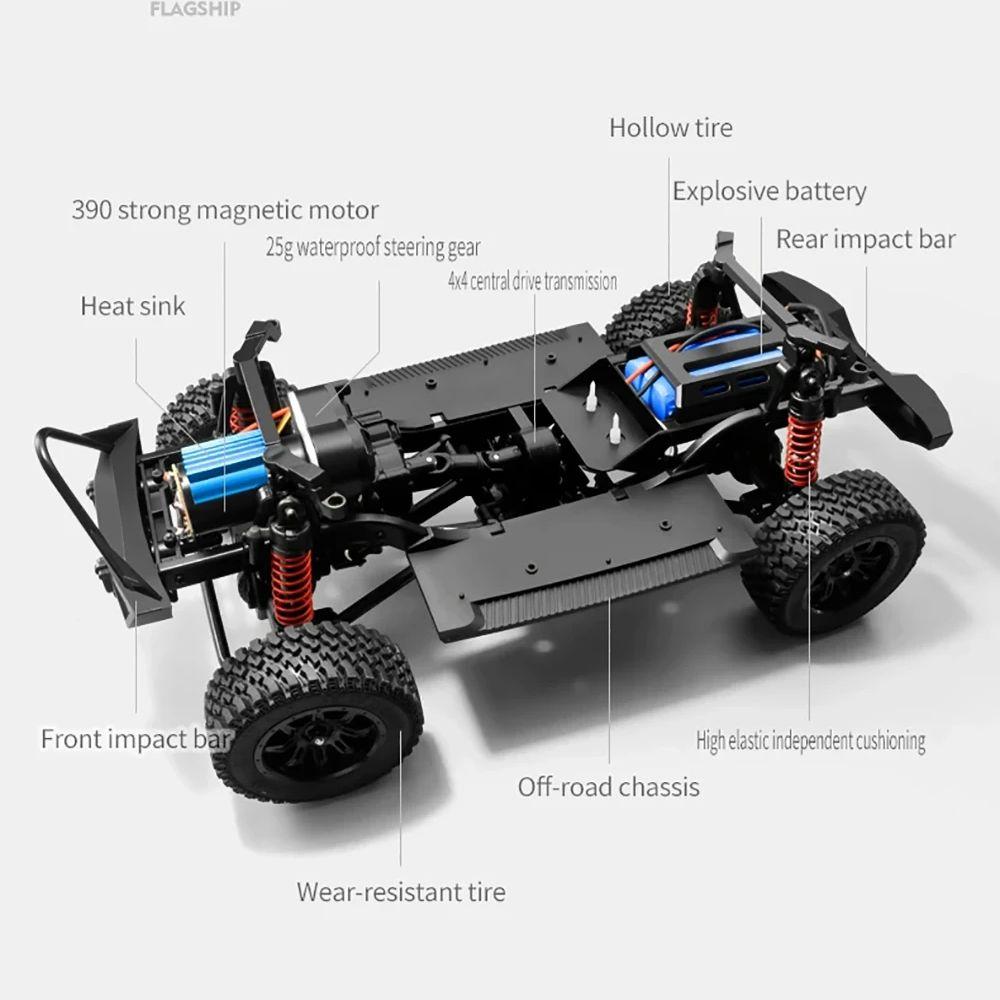MN128 1/12 RC Car 4WD MN Model RTR 2.4G Remote Control Car Off-Road Climbing Vehicle LED Light 35min Working RC Toy As Kids Gift