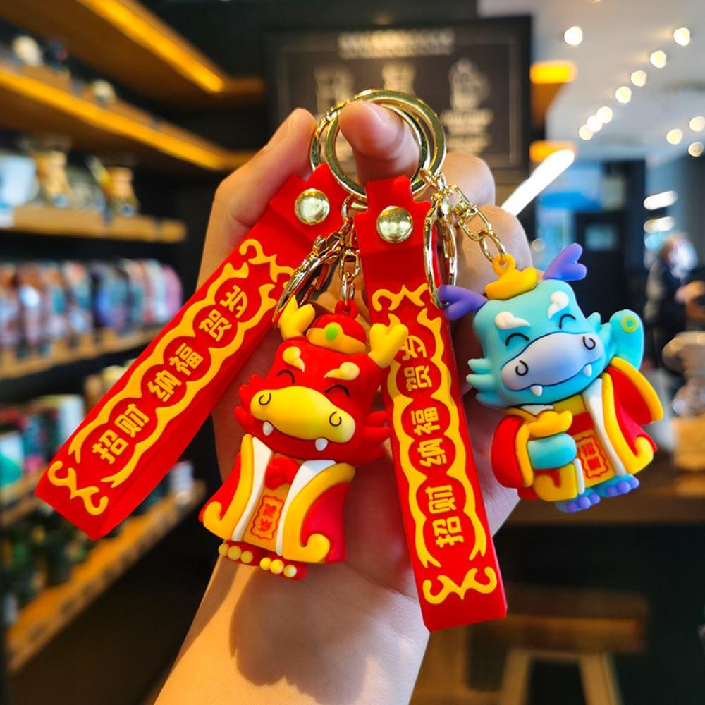 2024 Dragon Year Keychain Happy New Year Chinese Dragon Keyring Backpack Pendant