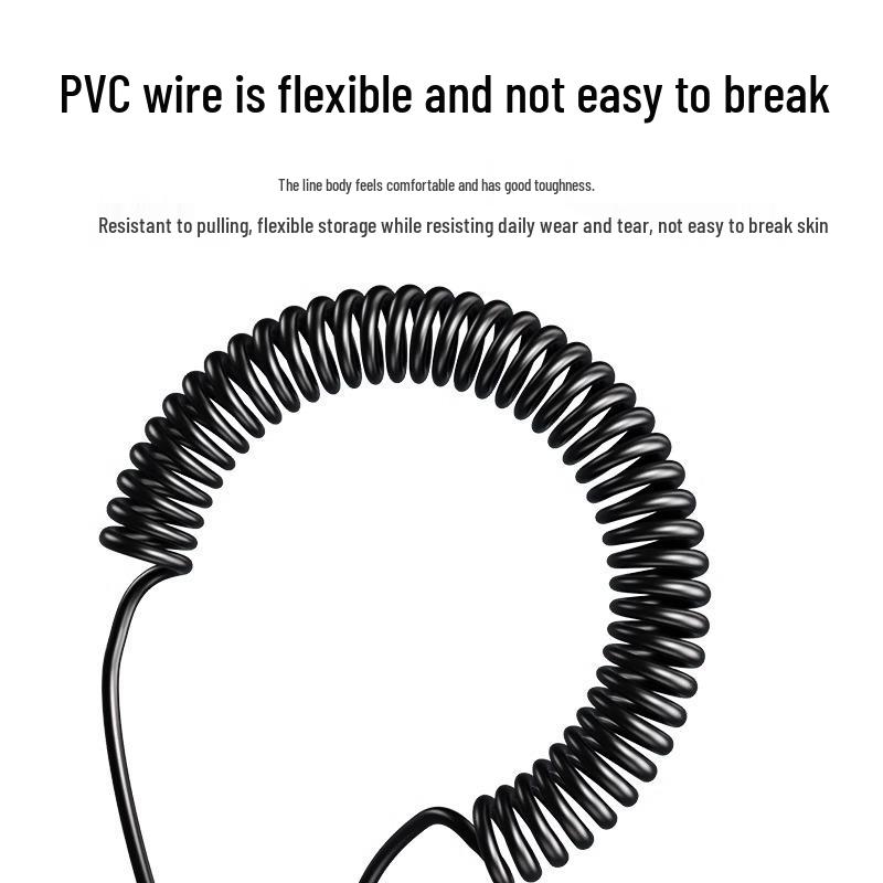 120W Dual Type-C Spring Retractable Data Cable for Fast Charging, Compatible with Apple, Huawei, and Honor