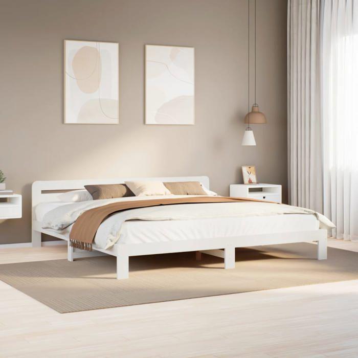 VidaXL Bed Frames Without Mattress White 180x200 Cm Solid Pine Wood, Bedroom Furniture, Slatted Base, Wooden Bed, 855559